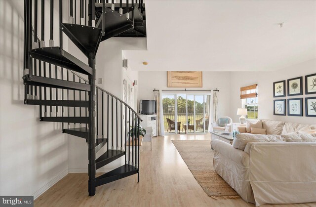 living room featuring light hardwood / wood-style floors