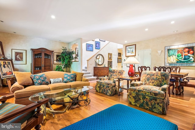 living room featuring light hardwood / wood-style floors