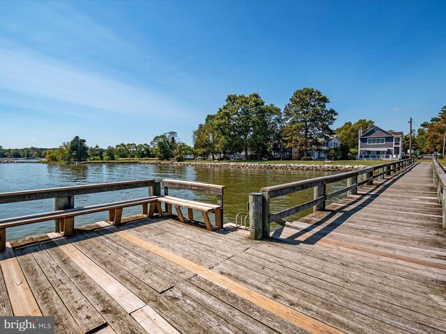 dock area featuring a water view