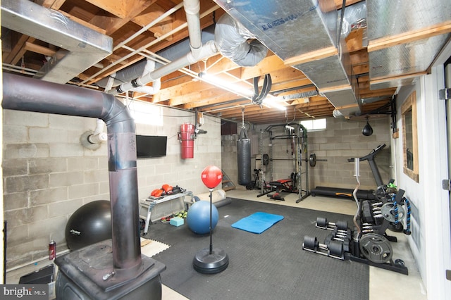 exercise area with water heater