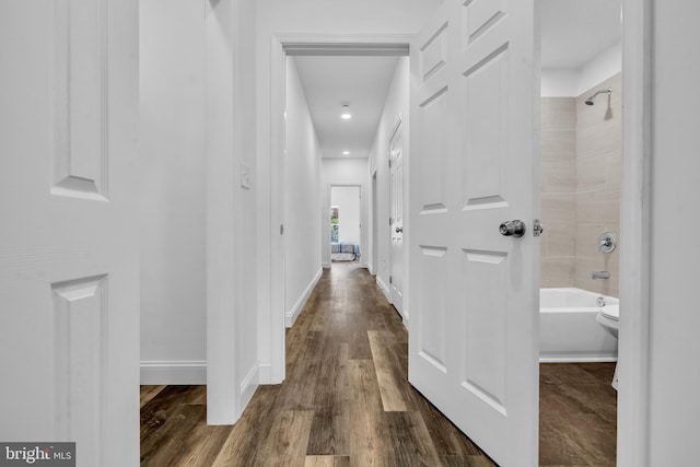 1710 Light St, Baltimore, MD 21230 - hall featuring dark wood-style floors and baseboards