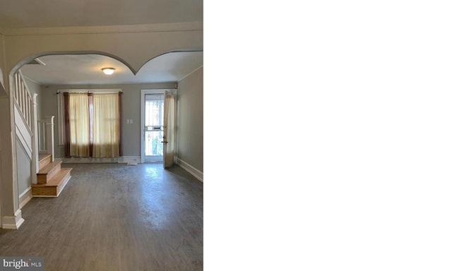 foyer with dark hardwood / wood-style flooring