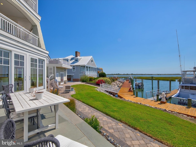 9601 Ocean Vw, Ocean City, MD 21842 - view of patio with a dock and a water view