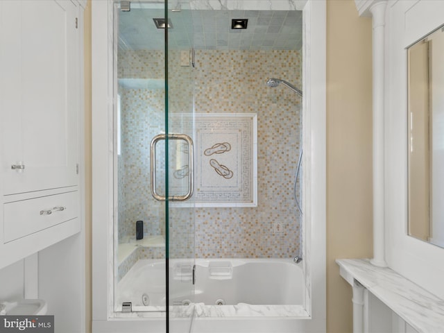 bathroom with separate shower and tub