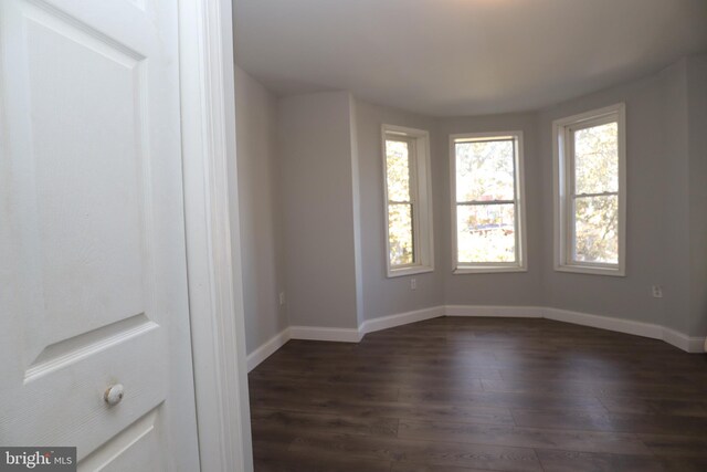 spare room featuring dark hardwood / wood-style flooring