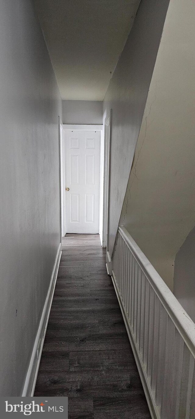 hallway with dark hardwood / wood-style floors