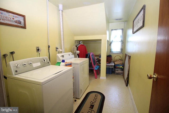 laundry area featuring washer and dryer