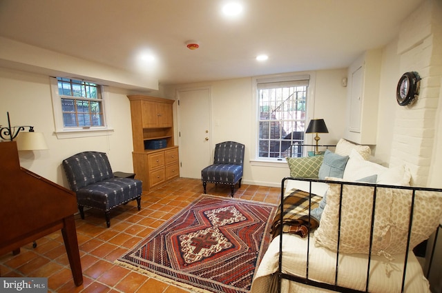 view of tiled living room