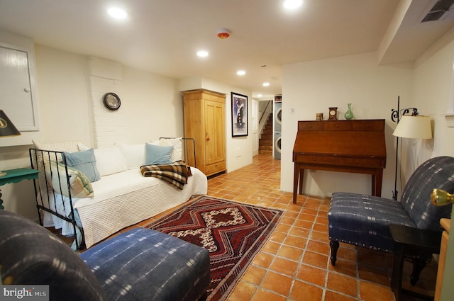 view of tiled living room