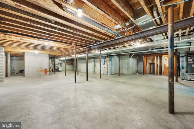 basement with heating unit