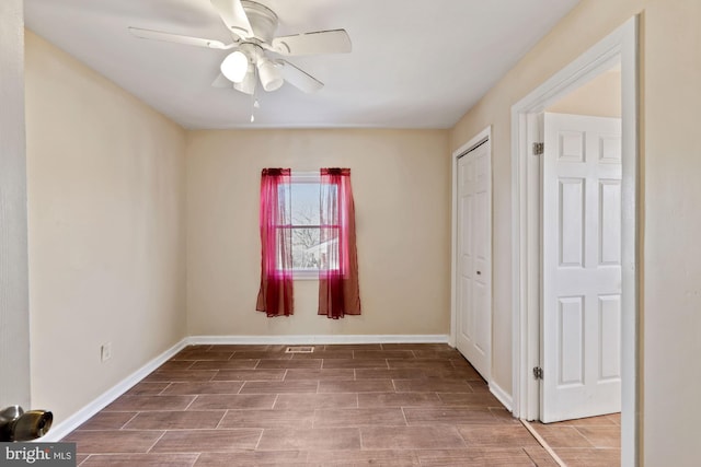 unfurnished bedroom with ceiling fan