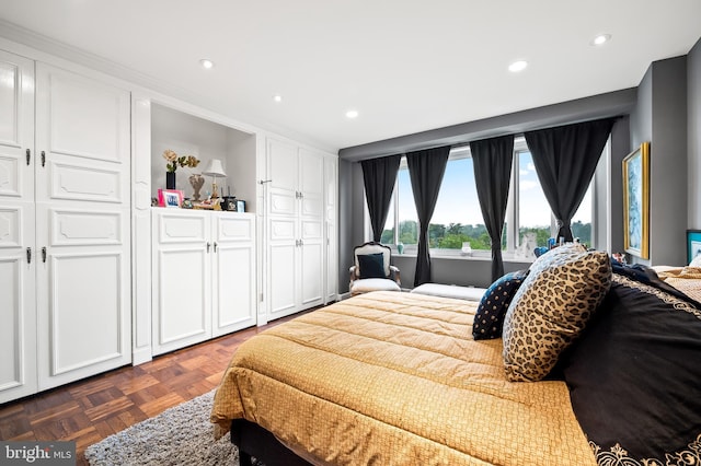 bedroom with recessed lighting