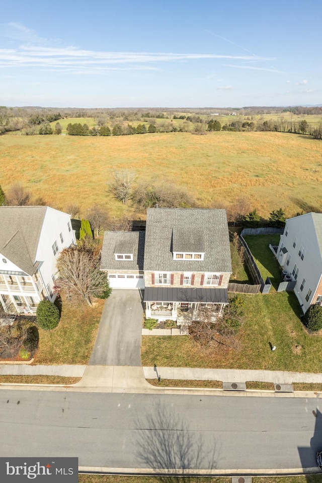 aerial view with a rural view