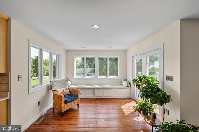 living area with light wood-type flooring