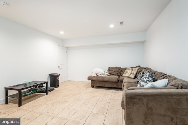 living room with light wood-type flooring