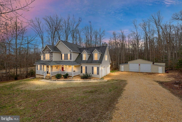 6330 Kleineidam Way, Spotsylvania, VA 22551 - view of front of home with dirt driveway, covered porch, a garage, and a lawn