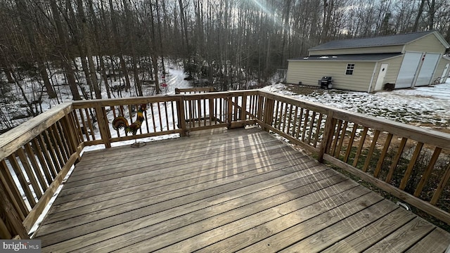 6330 Kleineidam Way, Spotsylvania, VA 22551 - snow covered deck with a garage and an outbuilding