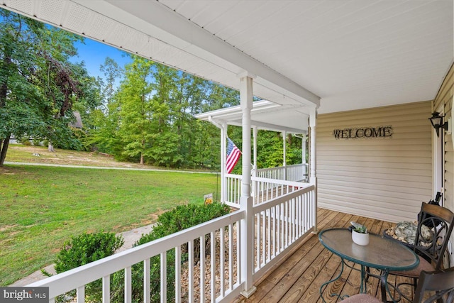 6330 Kleineidam Way, Spotsylvania, VA 22551 - wooden terrace featuring a yard and covered porch