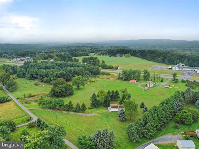 birds eye view of property featuring a rural view