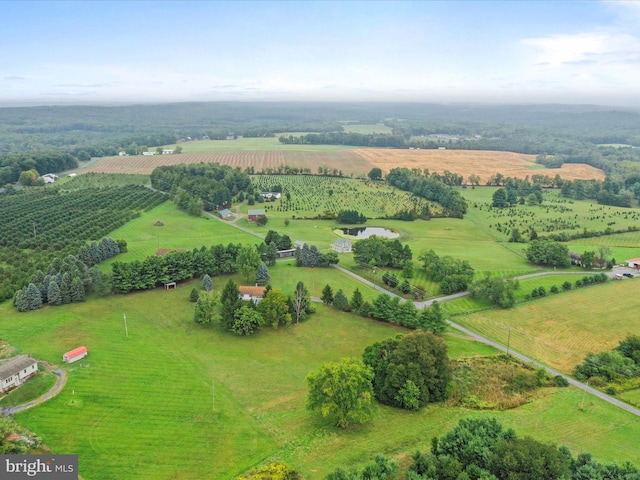 bird's eye view with a rural view