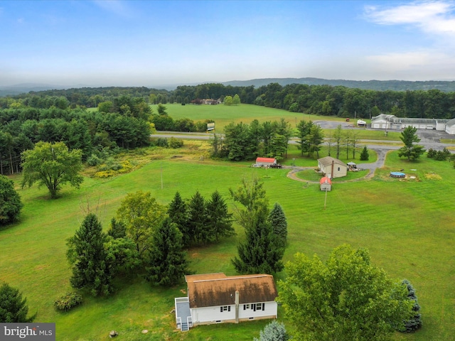 drone / aerial view with a rural view