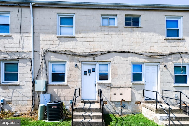 view of front facade with cooling unit