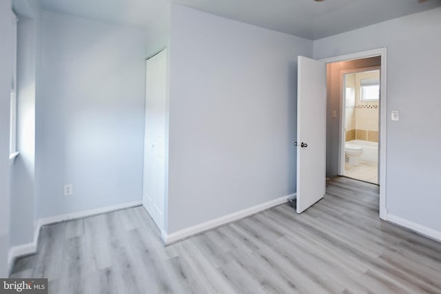 unfurnished bedroom featuring light hardwood / wood-style flooring