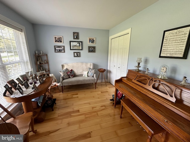 sitting room featuring light wood-type flooring