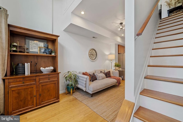 living room featuring light hardwood / wood-style flooring