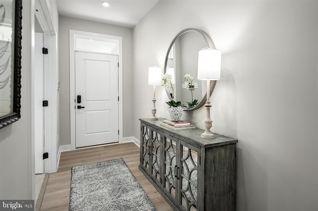 entryway with light wood-type flooring