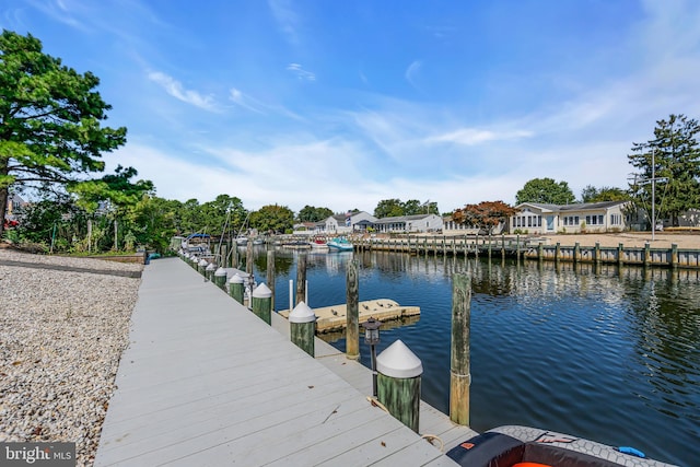 dock area featuring a water view