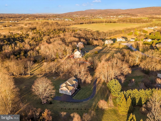 drone / aerial view with a mountain view