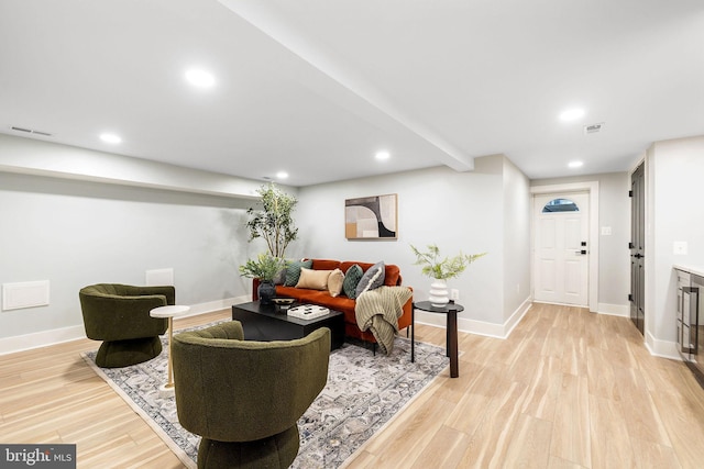 living room featuring light hardwood / wood-style floors