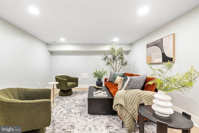 living room with light wood-type flooring