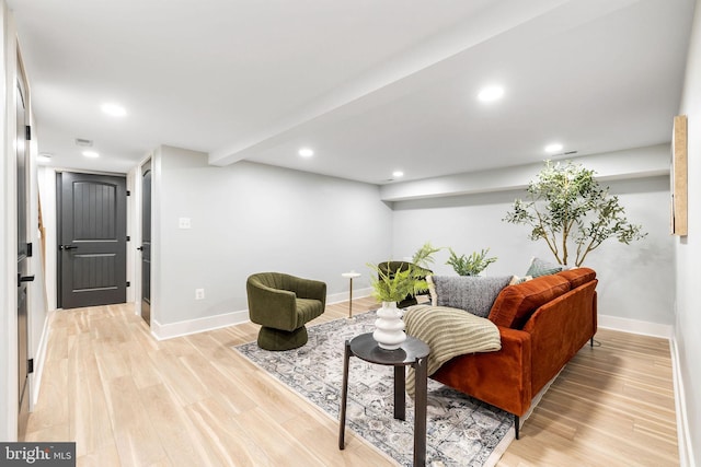 living room featuring light wood-type flooring