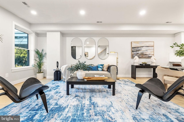 living room featuring light hardwood / wood-style floors