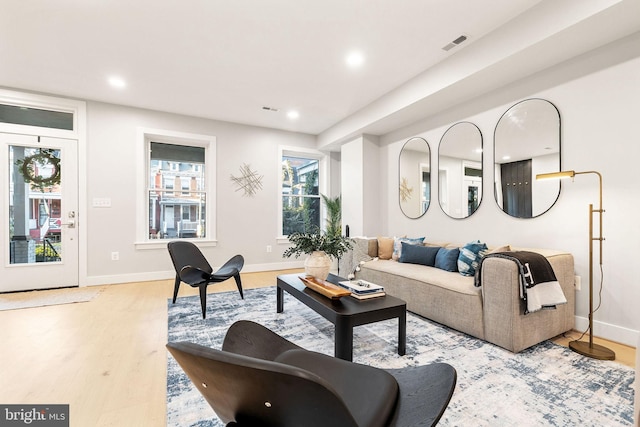 living room featuring light hardwood / wood-style floors