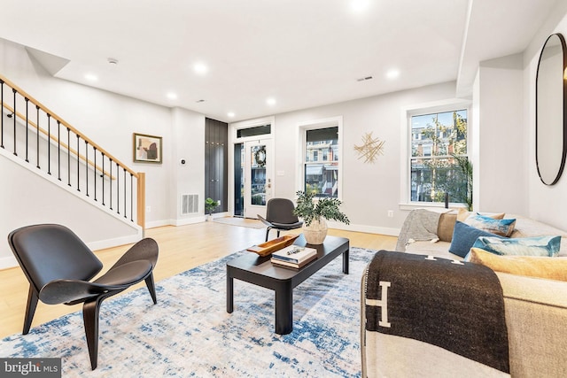 living room featuring light hardwood / wood-style floors