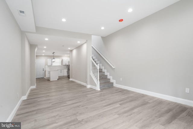 unfurnished living room with light hardwood / wood-style floors