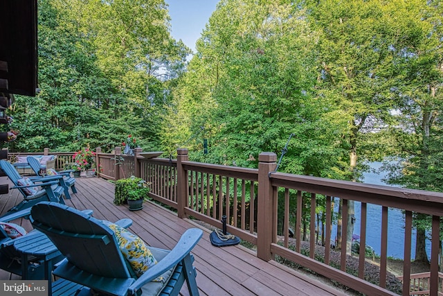 deck with a water view