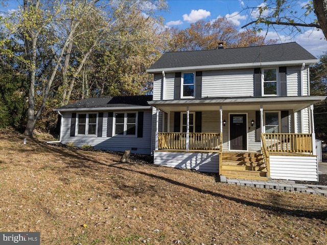 view of front of property featuring covered porch