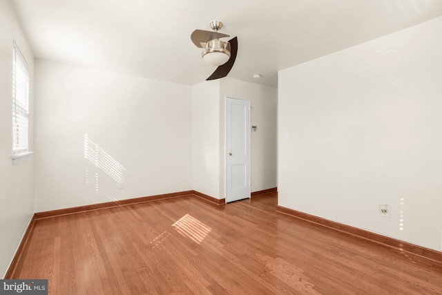 interior space with light hardwood / wood-style floors and ceiling fan