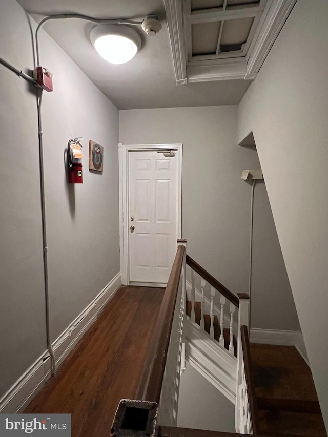 interior space with dark hardwood / wood-style flooring