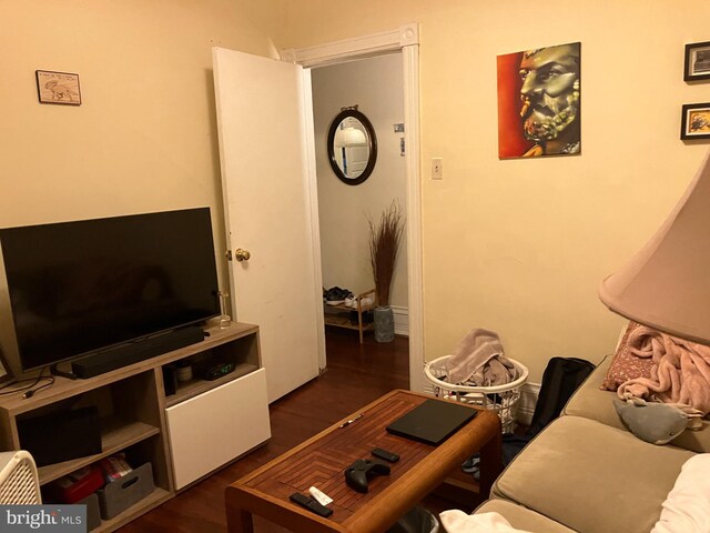 living room featuring dark hardwood / wood-style flooring