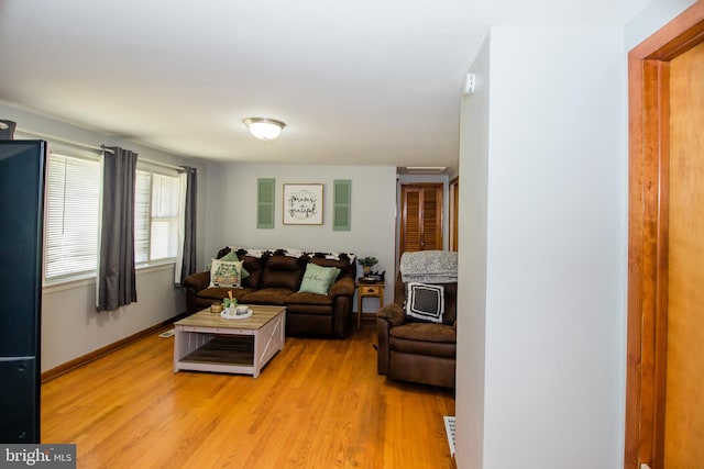 living room with light hardwood / wood-style flooring