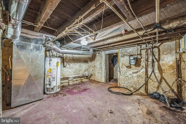 basement with water heater