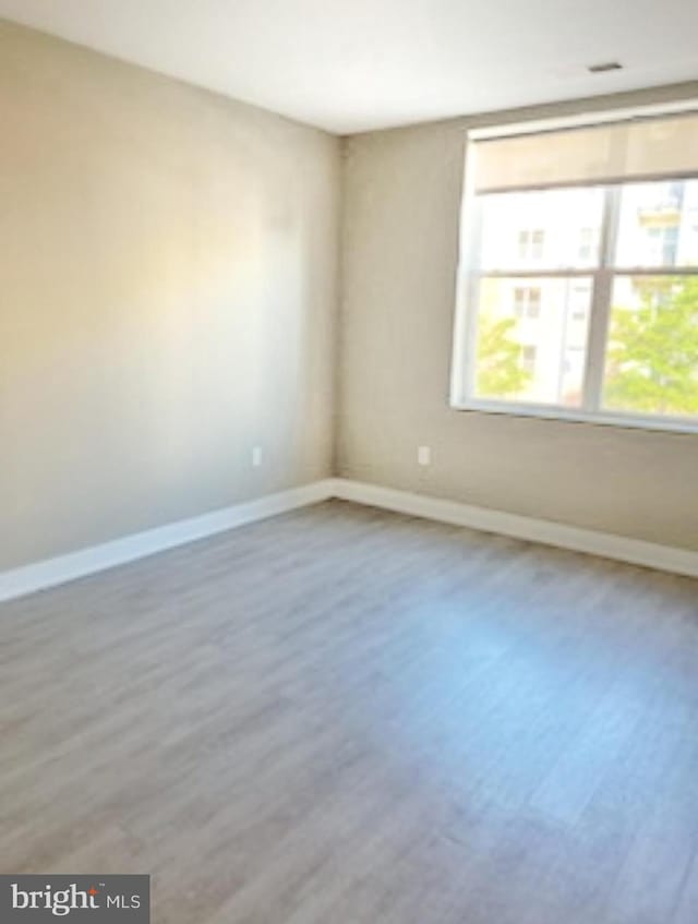 spare room featuring wood-type flooring