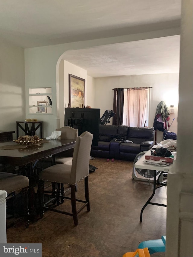 dining room featuring carpet flooring