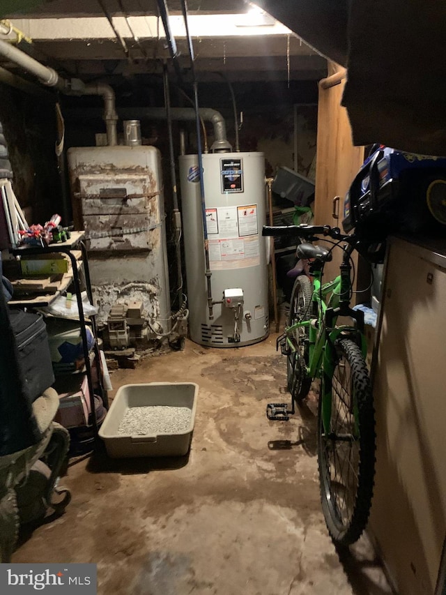 utility room with gas water heater