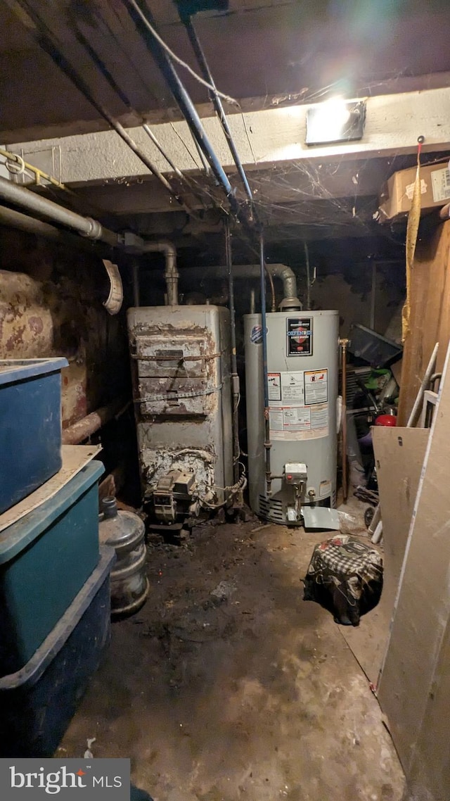 basement featuring water heater